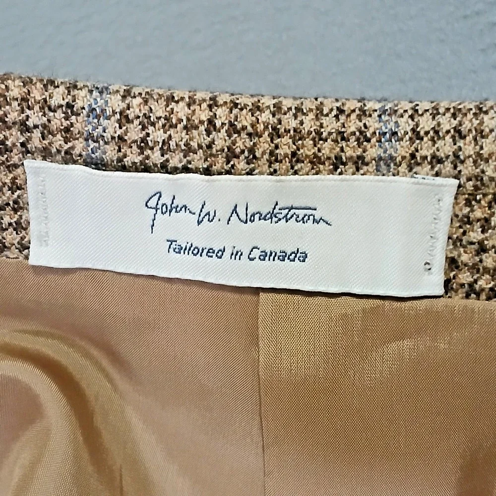 John W Nordstrom‎ Sport Coat Jacket Blazer Men's Brown Plaid 100% Wool 44L-T
